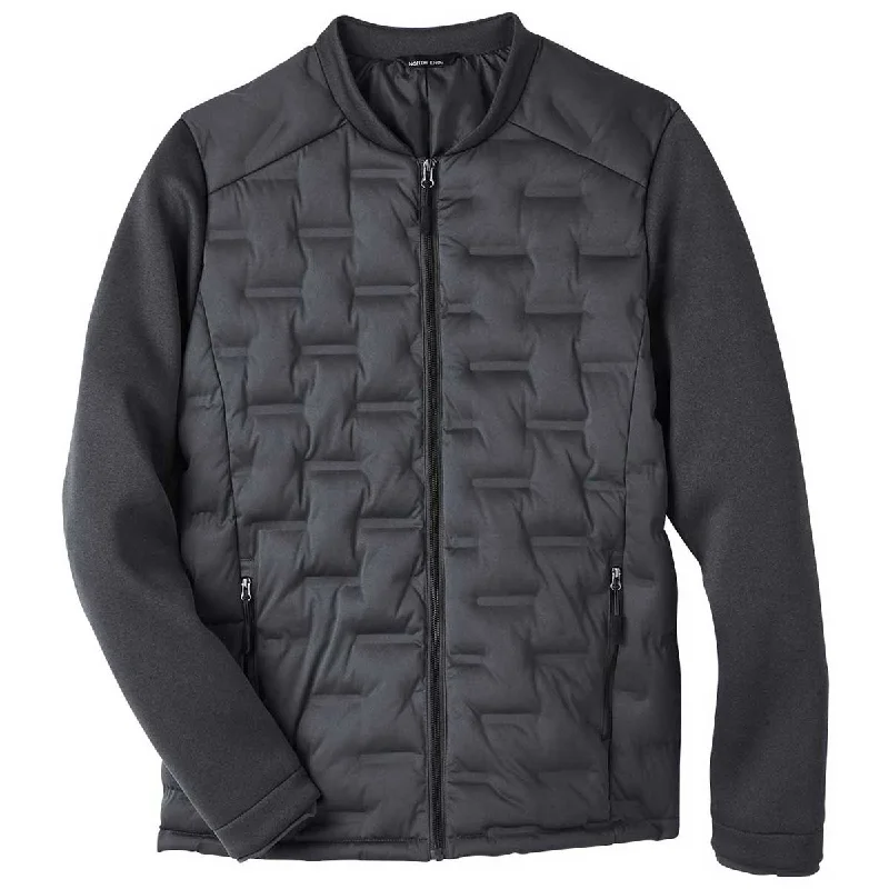 North End Men's Carbon/Black Heather/Black Pioneer Hybrid Bomber Jacket