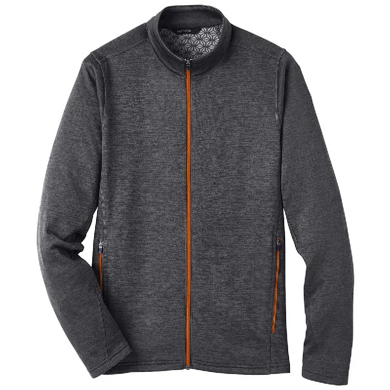 North End Men's Black Heather/Orange Soda Flux 2.0 Full-Zip Jacket