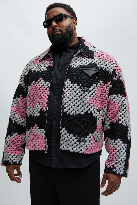 Newbury Jacquard Cropped Jacket - Pink/combo