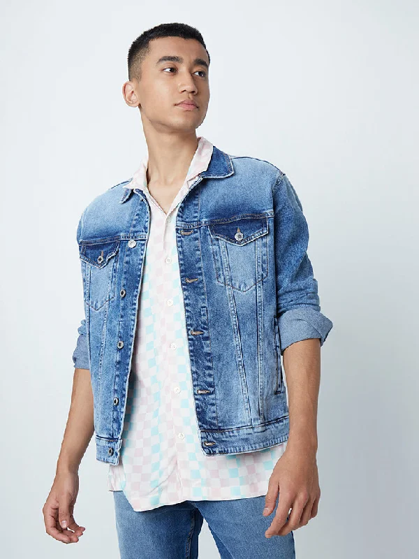 Nuon Blue Faded-Wash Slim-Fit Denim Jacket