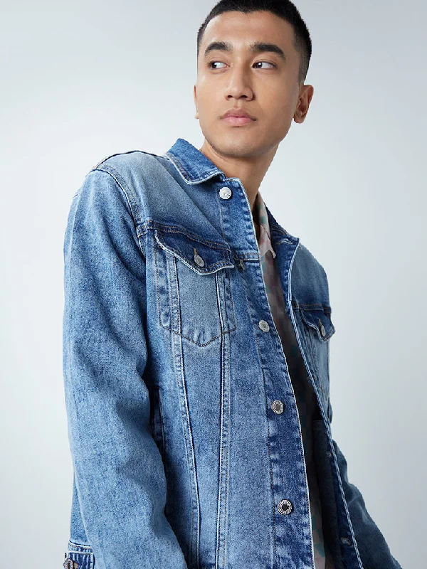 Nuon Blue Faded-Wash Slim-Fit Denim Jacket