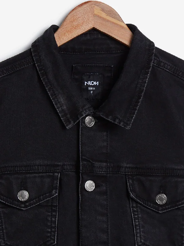 Nuon Charcoal Slim-Fit Denim Jacket