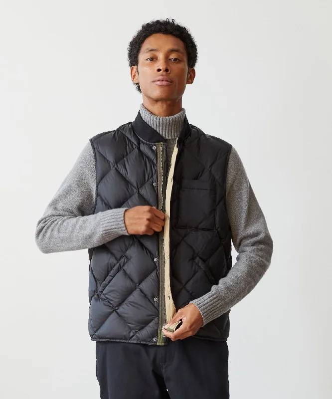 Quilted Nylon Liner Vest in Black