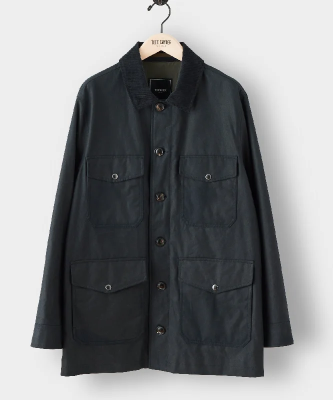 English Oil Cloth Cruiser Jacket in Navy