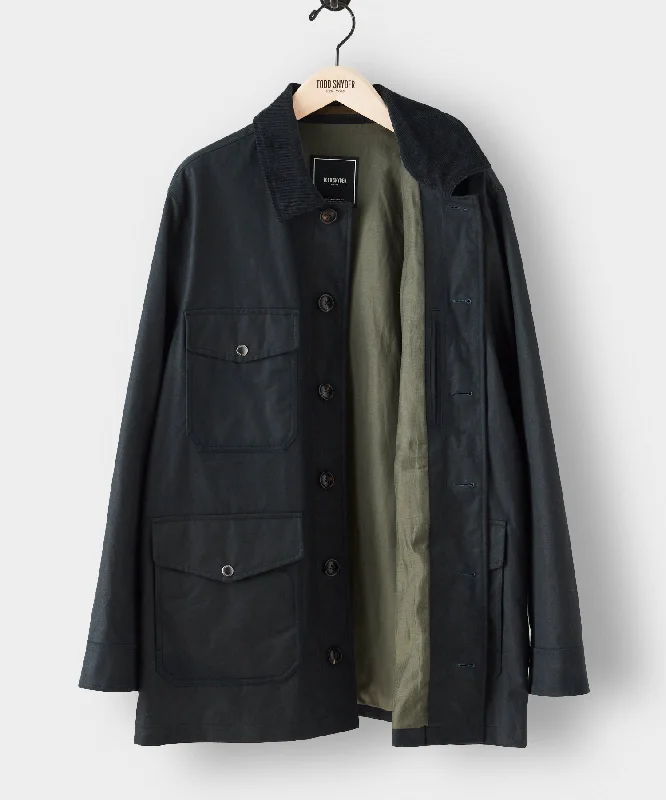 English Oil Cloth Cruiser Jacket in Navy