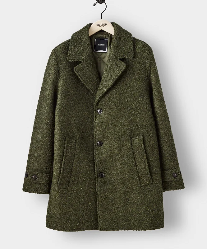 Italian Wool Boucle Carcoat in Olive