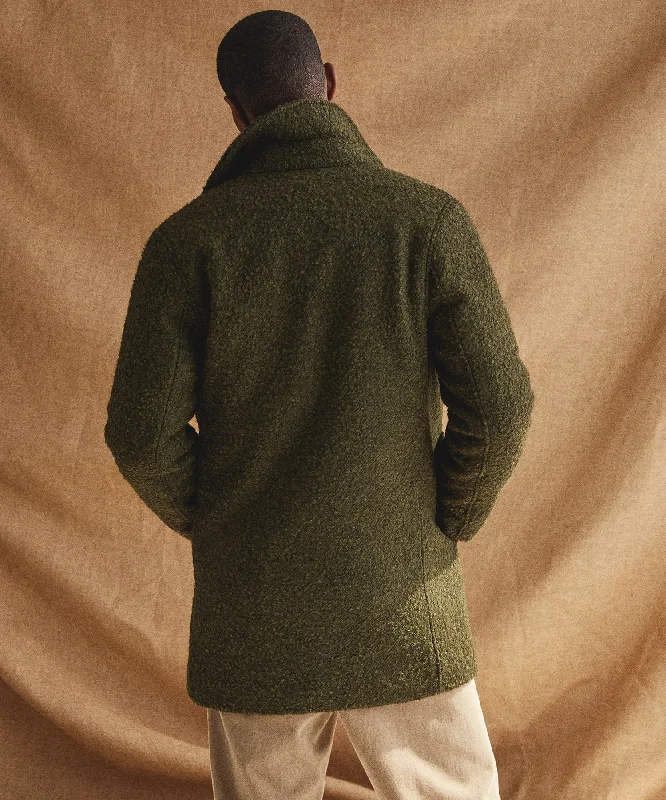 Italian Wool Boucle Carcoat in Olive