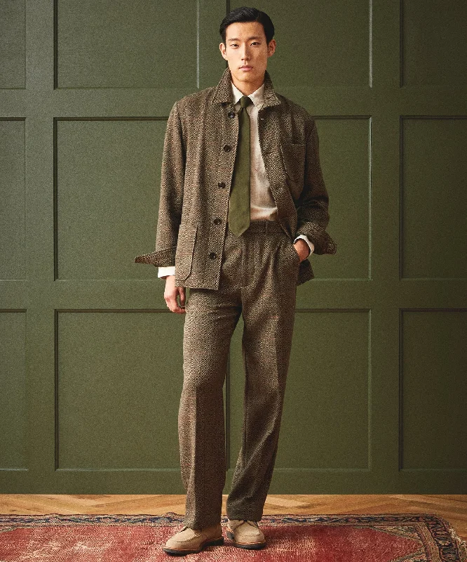 Olive Herringbone Tailored Chore