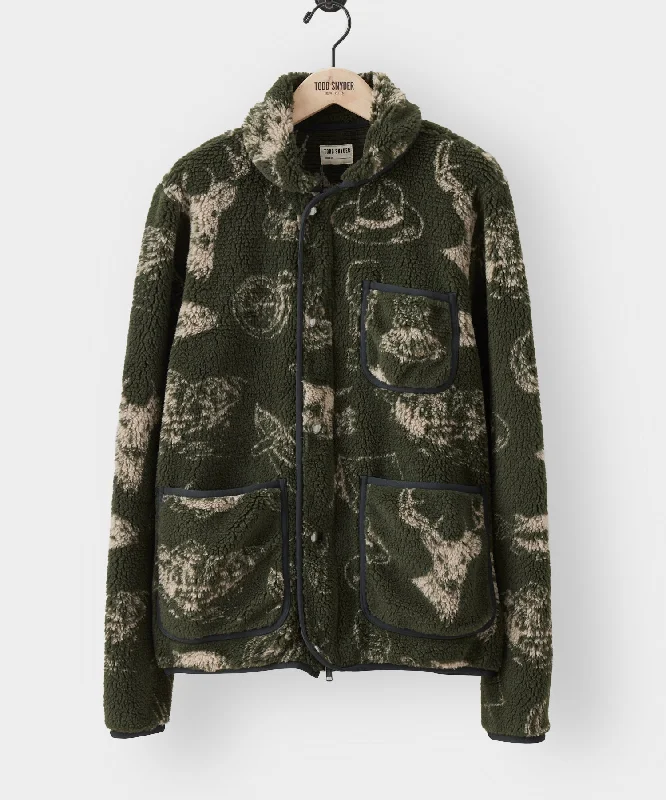 Adirondack Fleece Outdoor Print Chore Jacket in Olive