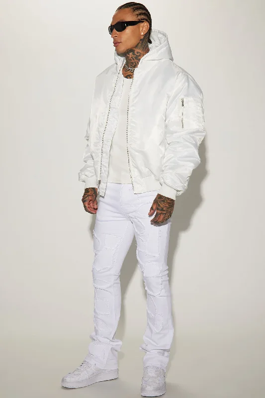 Pecos Hooded Bomber Jacket - White