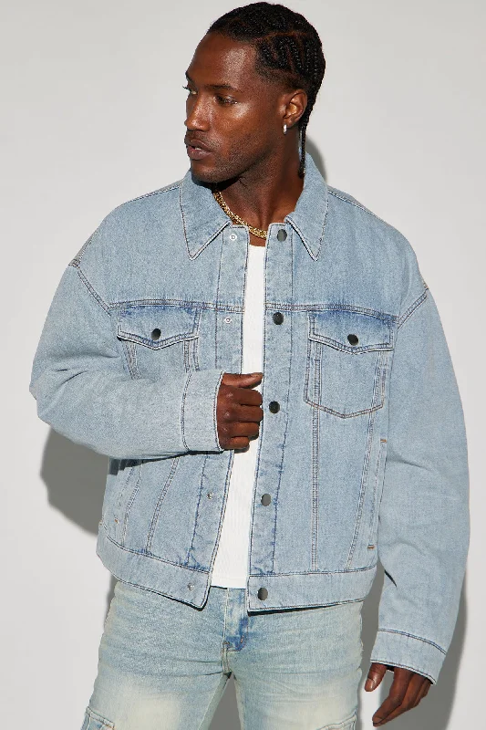 Proud Of Me Padded Denim Jacket - Light Blue