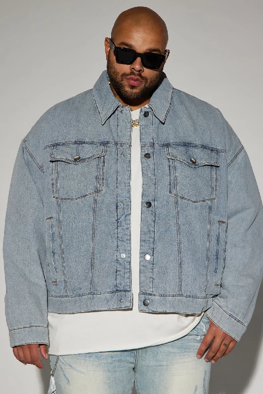 Proud Of Me Padded Denim Jacket - Light Blue