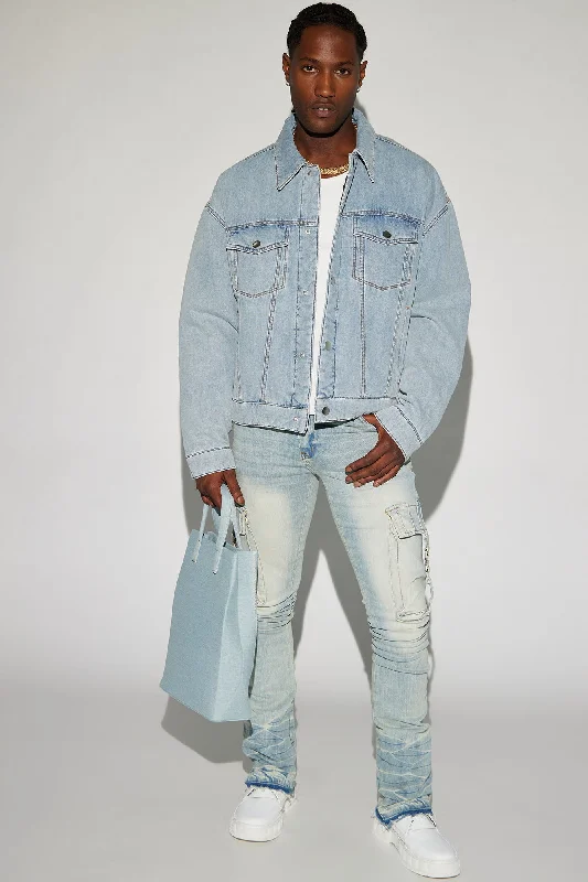 Proud Of Me Padded Denim Jacket - Light Blue