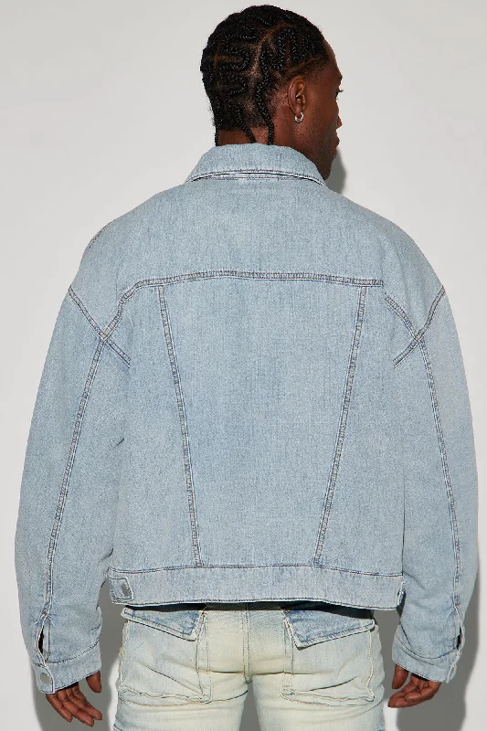 Proud Of Me Padded Denim Jacket - Light Blue