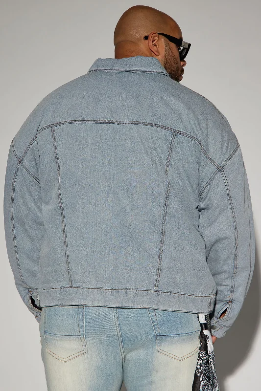 Proud Of Me Padded Denim Jacket - Light Blue