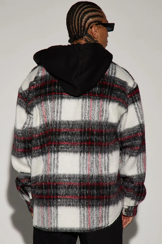 Rainier Mohair Hooded Shacket - Black/Red