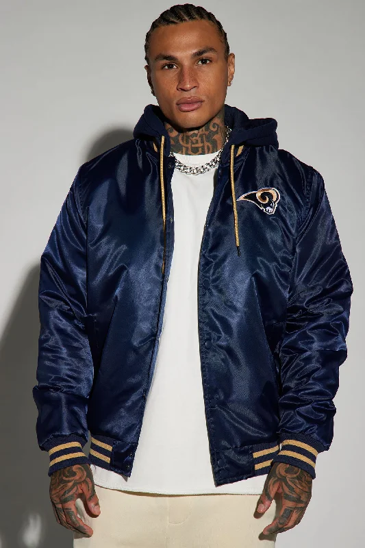 Rams Hooded Bomber Jacket - Navy