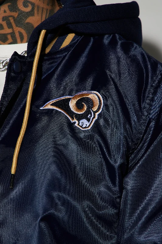 Rams Hooded Bomber Jacket - Navy