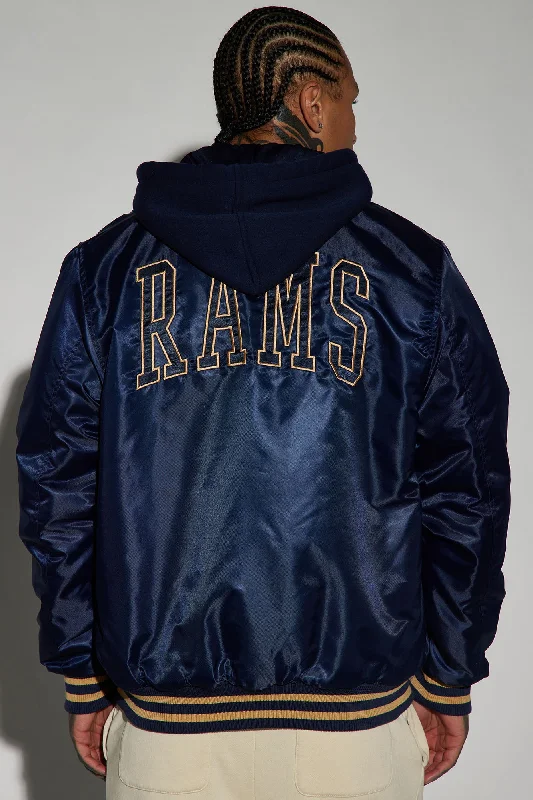 Rams Hooded Bomber Jacket - Navy