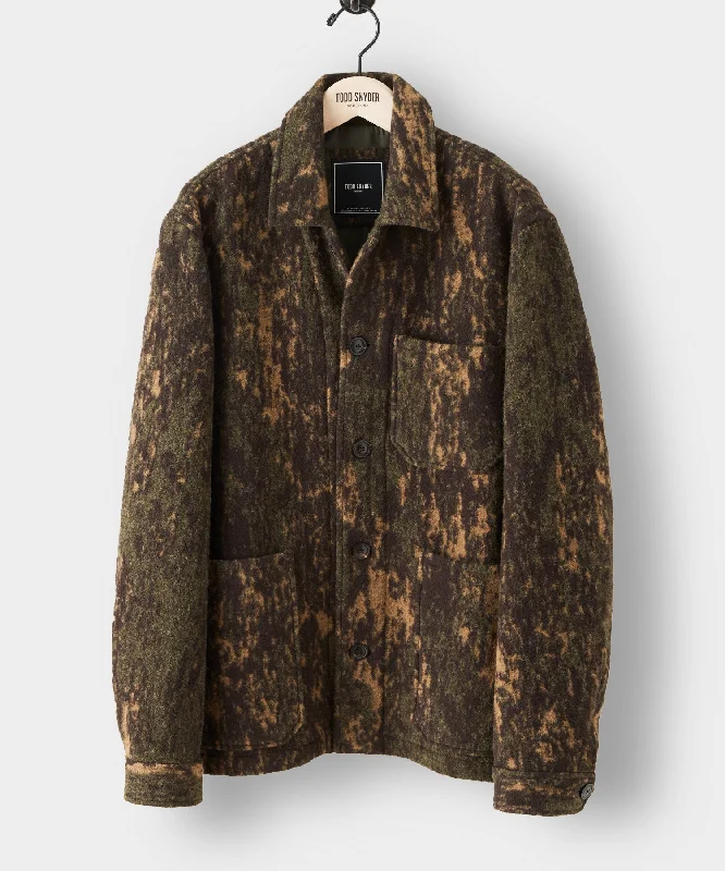 Italian Wool Chore Coat in Abstract Camo