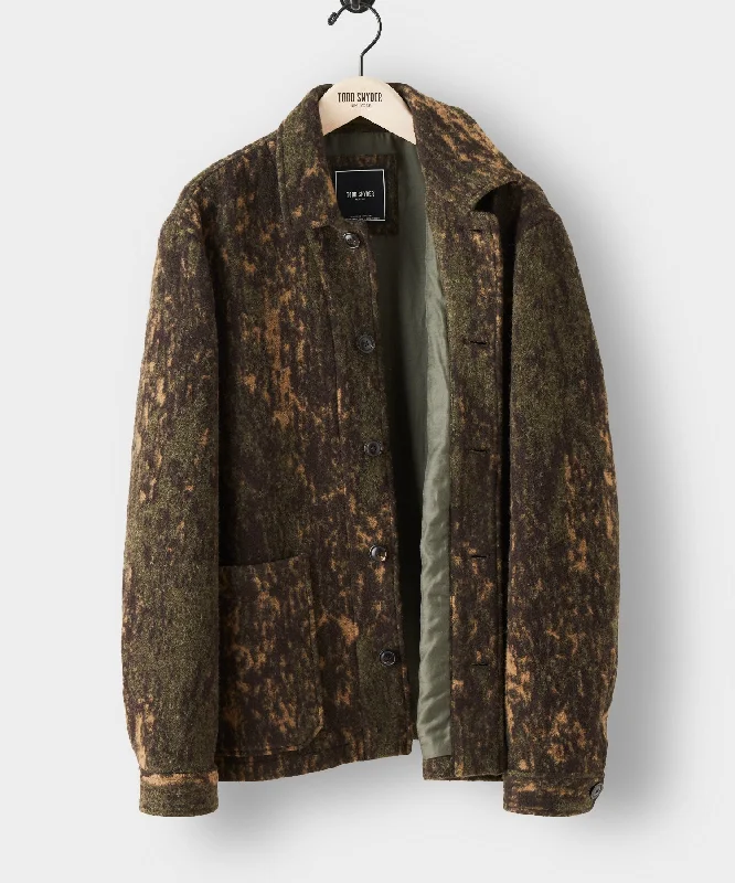 Italian Wool Chore Coat in Abstract Camo