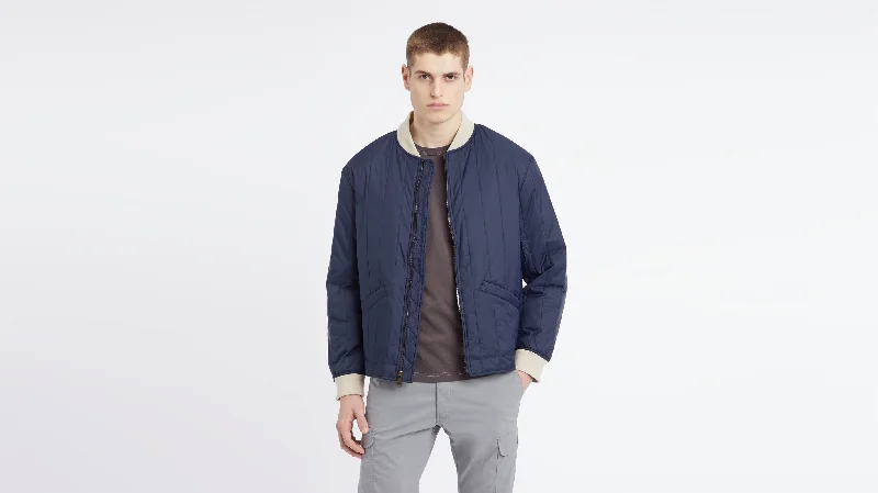 Recycled Nylon Channel Quilted Bomber Jacket