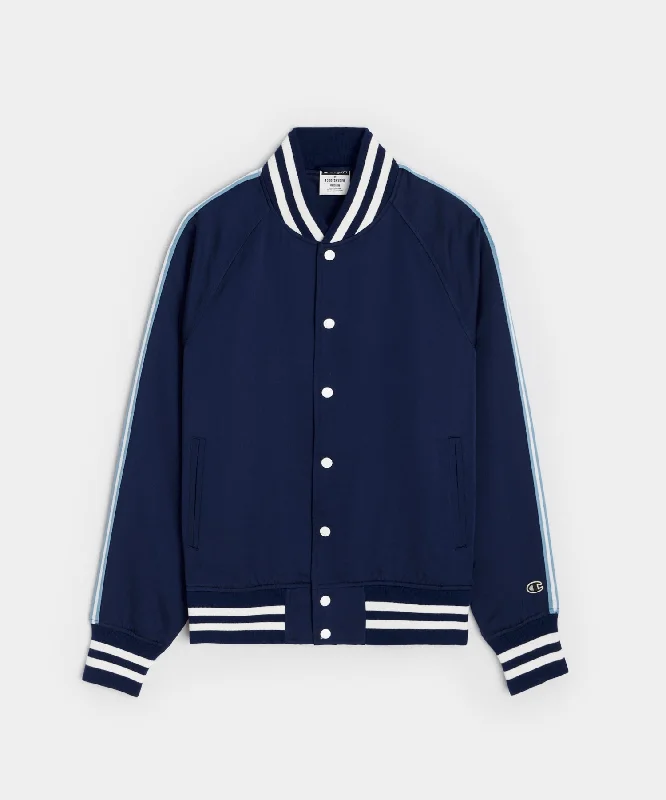 Champion Satin Bomber Jacket in Classic Navy