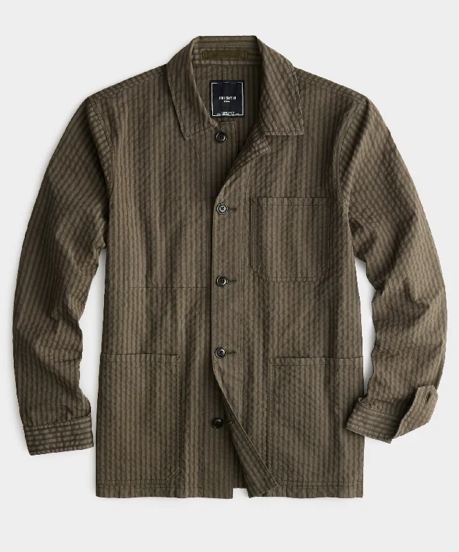 Seersucker Chore Coat in Snyder Olive