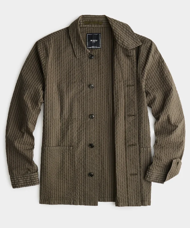 Seersucker Chore Coat in Snyder Olive