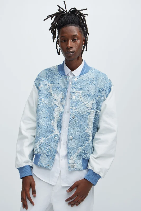 Inspired Denim Bomber Jacket - Light Wash