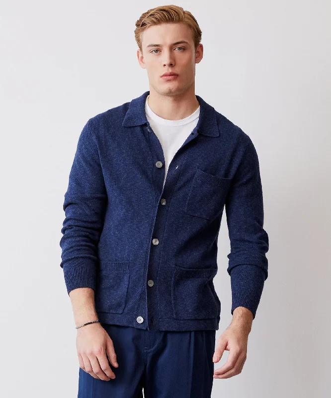 Slub Cotton-Linen Pub Jacket in Navy