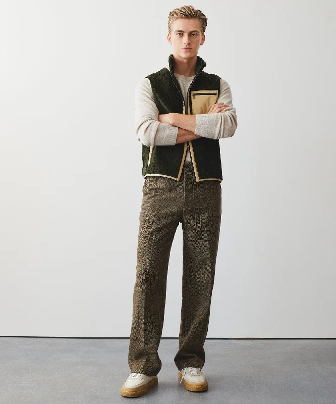 Italian Recycled Fleece Vest in Olive