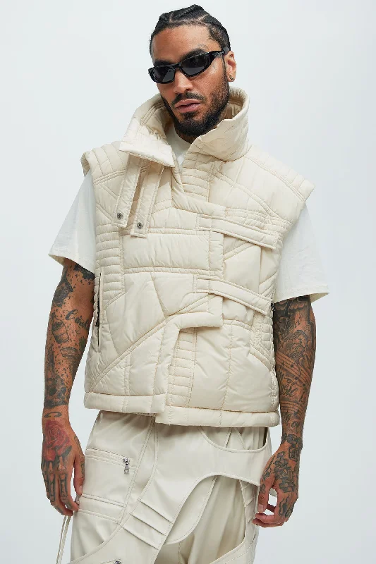 Split Vision Quilted Vest - Cream