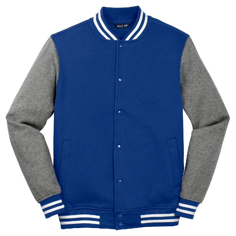 Sport-Tek Men's True Royal/Vintage Heather Fleece Letterman Jacket