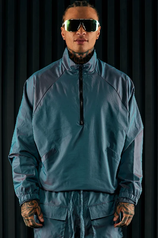 Stormy Iridescent Nylon Anorak - Blue