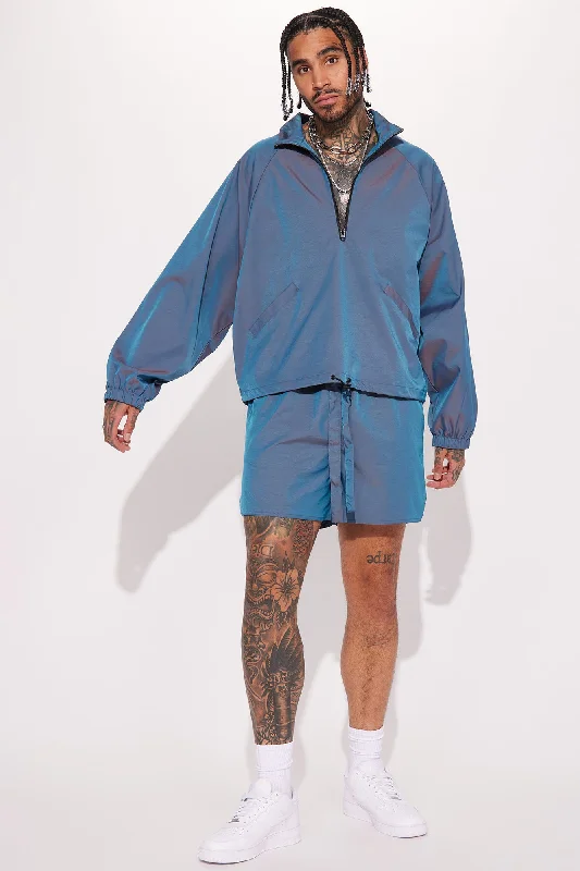 Stormy Iridescent Nylon Anorak - Blue