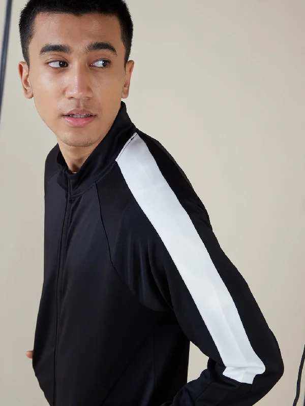 Studiofit Black Panel-Detailed Slim-Fit Jacket