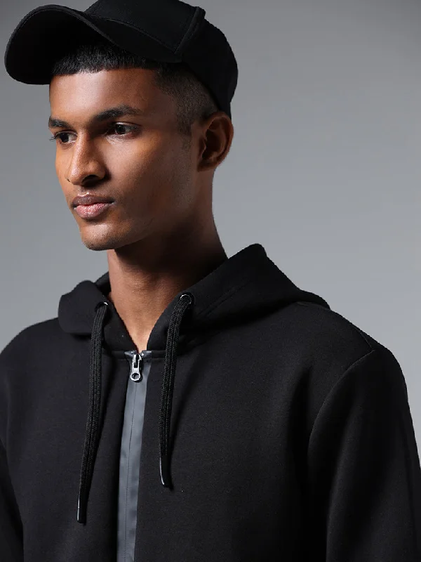 Studiofit Black Relaxed-Fit Hoodie Jacket