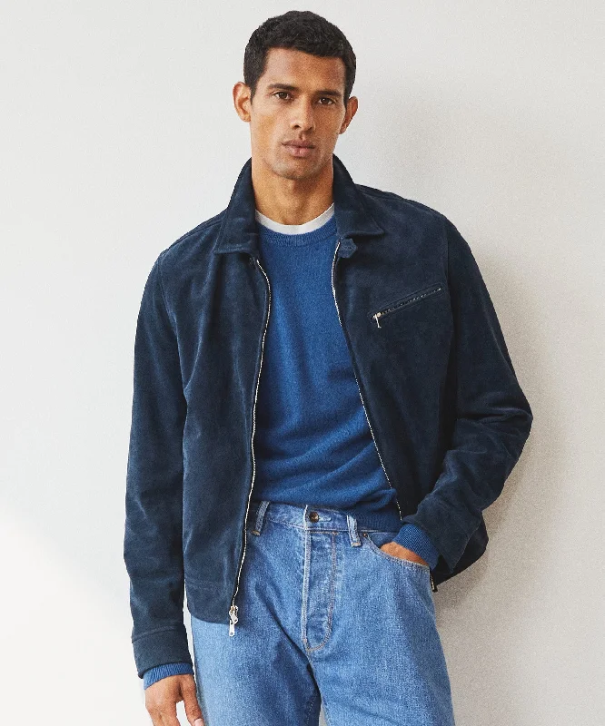 Italian Suede Dean Jacket in Navy