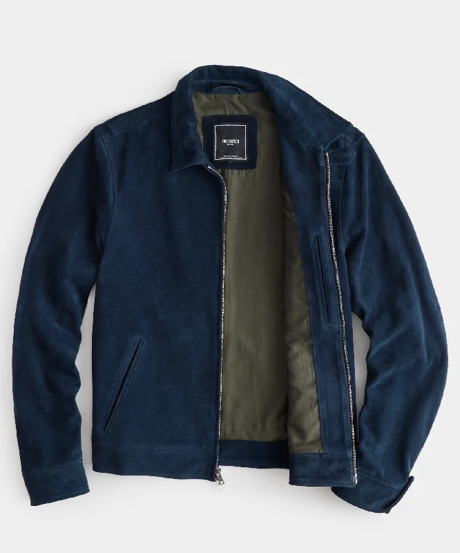 Italian Suede Dean Jacket in Navy