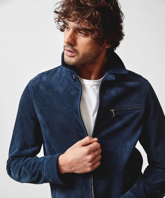 Italian Suede Dean Jacket in Navy