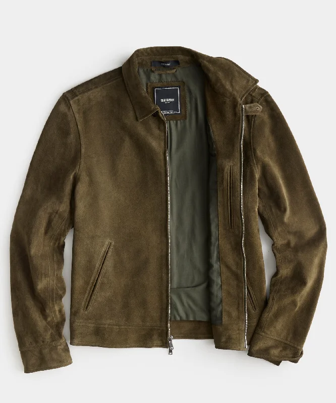 Italian Suede Dean Jacket in Olive