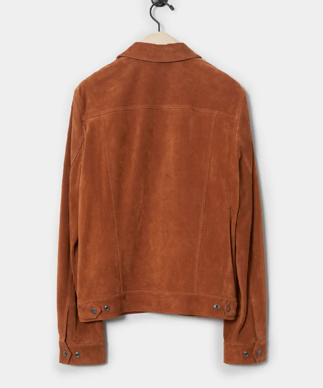 Italian Suede Snap Dylan Jacket in Burnt Orange