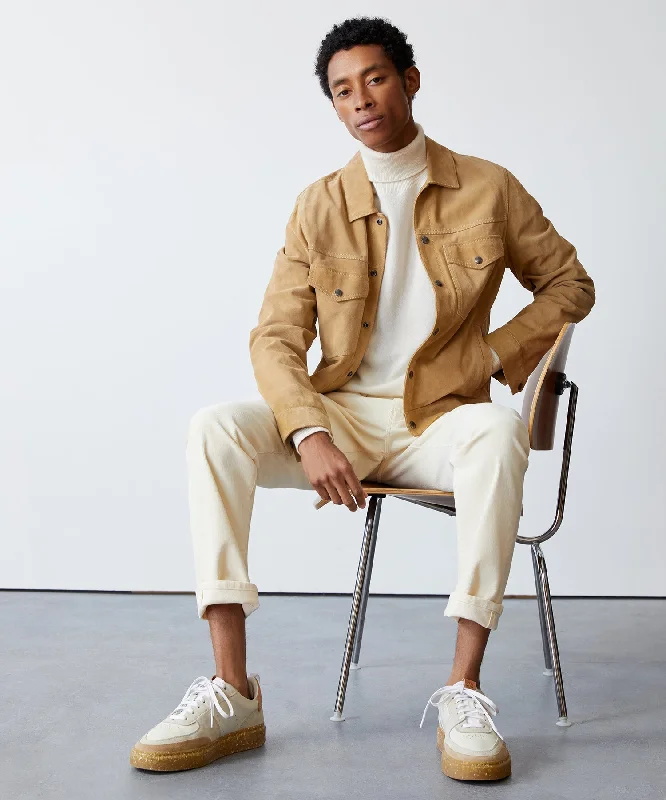 Italian Suede Snap Dylan Jacket in Cappuccino