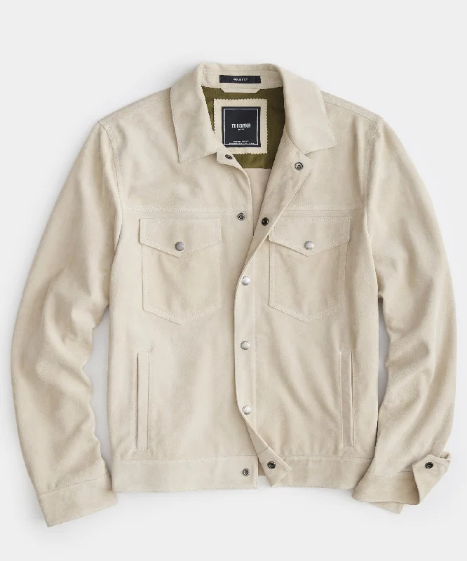 Italian Suede Snap Dylan Jacket in Sand