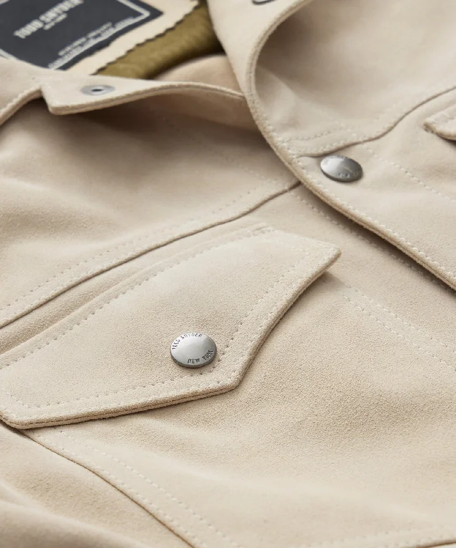 Italian Suede Snap Dylan Jacket in Sand