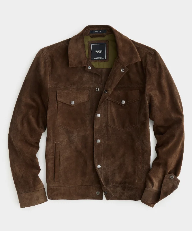 Italian Suede Dylan Jacket in Dark Brown