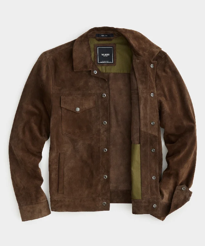 Italian Suede Dylan Jacket in Dark Brown