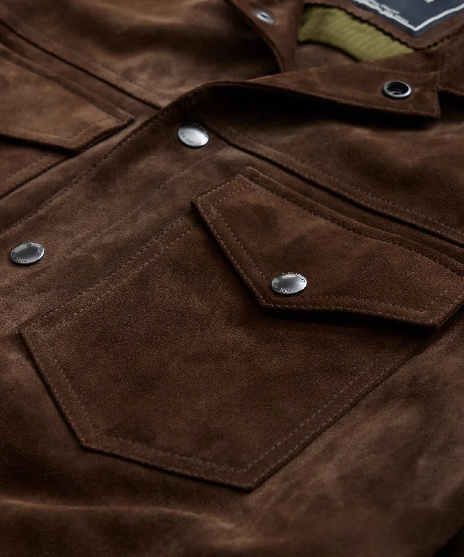 Italian Suede Dylan Jacket in Dark Brown