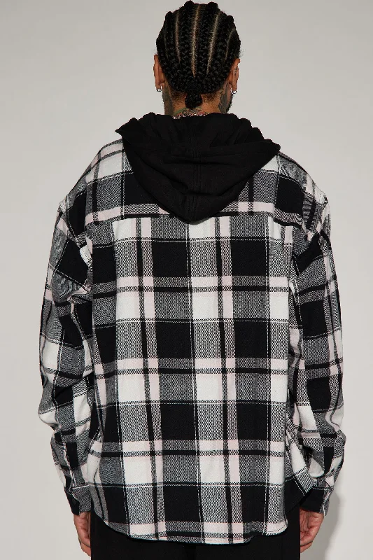 Time Gon Tell Hooded Oversized Shacket - Black/Pink